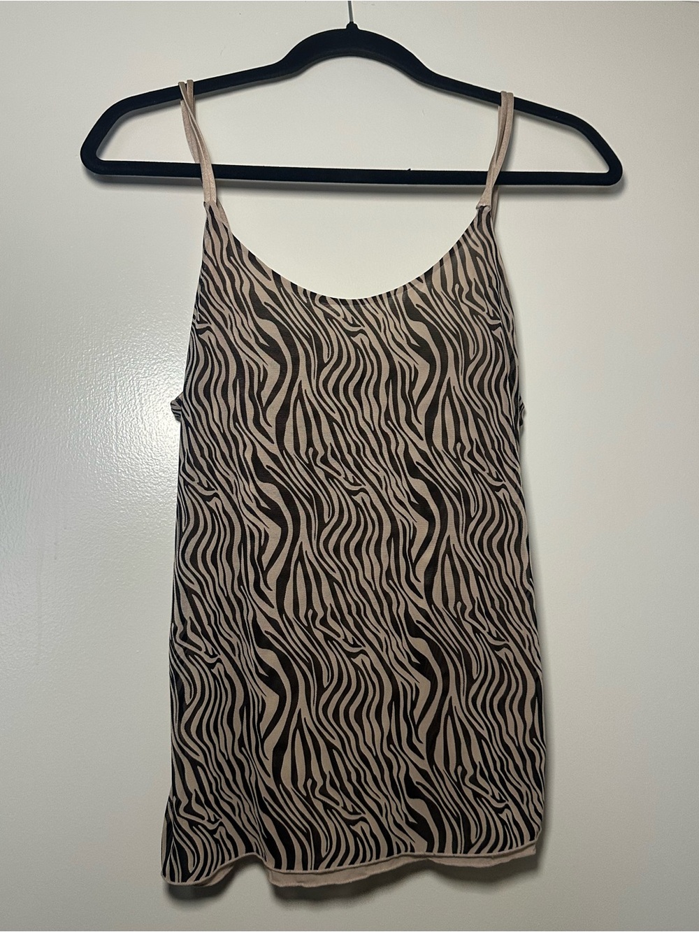 Sleeveless Zebra-Print Tank Top - Beige/Black